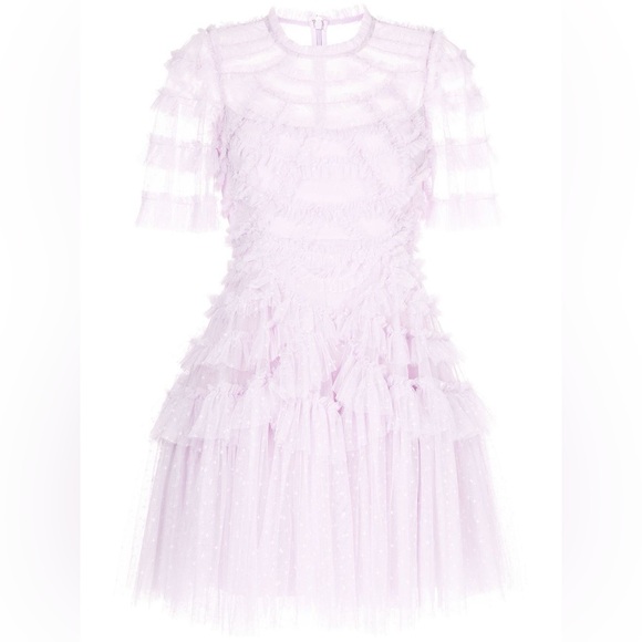 NWT Valentine Ruffle Tulle Micro Mini Dress purple - Picture 4 of 7